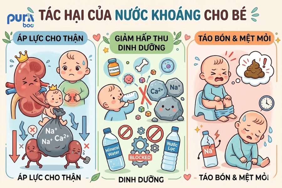 Tác hại của nước khoáng đối với bé