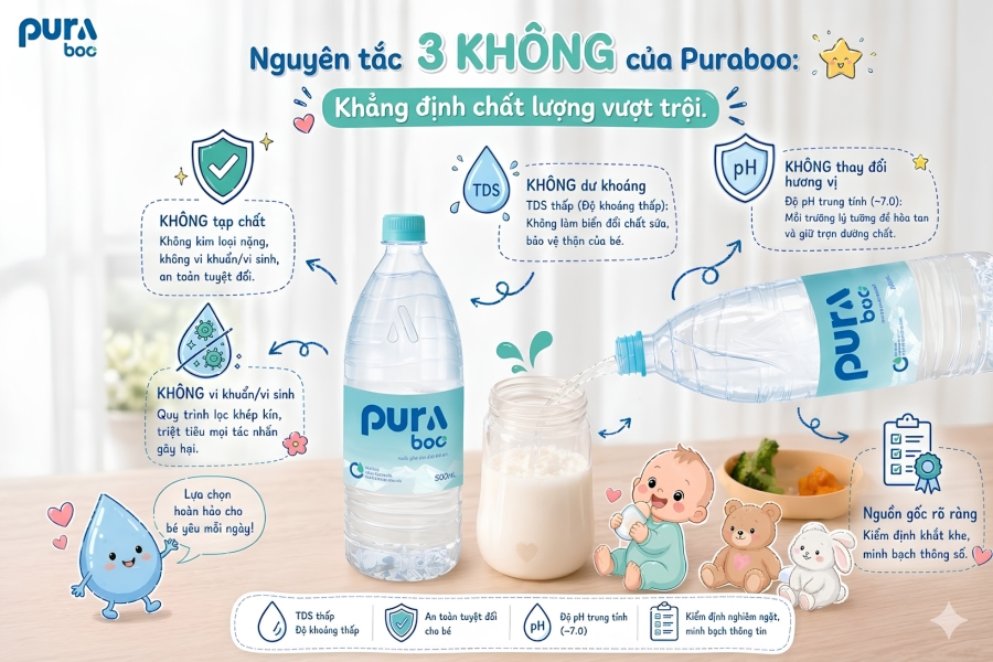 Nguyên tắc 03 không của nước pha sữa Puraboo