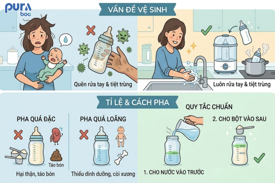 Sai lầm khi pha sữa công thức